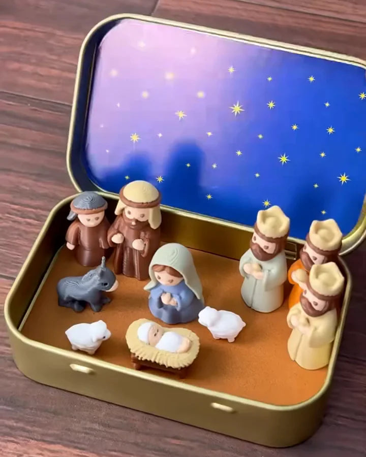 Pesebre mini en lata